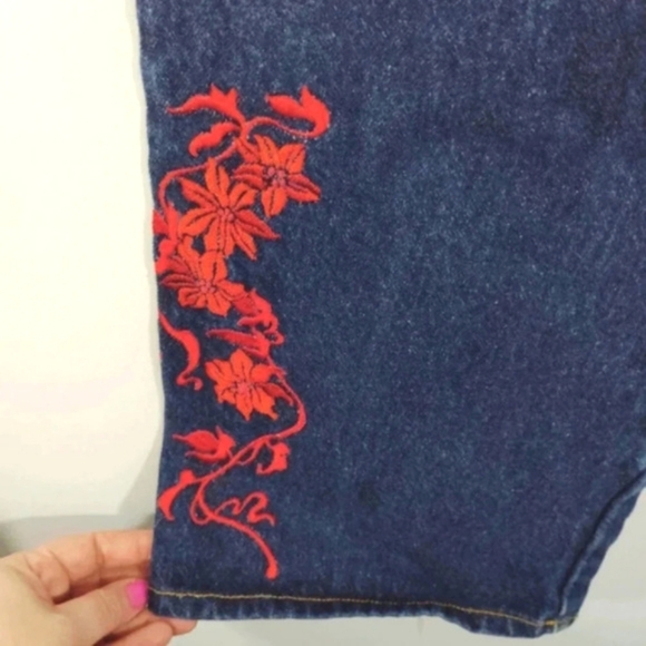 Vintage Express Jeans Y2K 99/00 Red Embroidery 100% Cotton Made in USA 9/10 - Picture 14 of 14